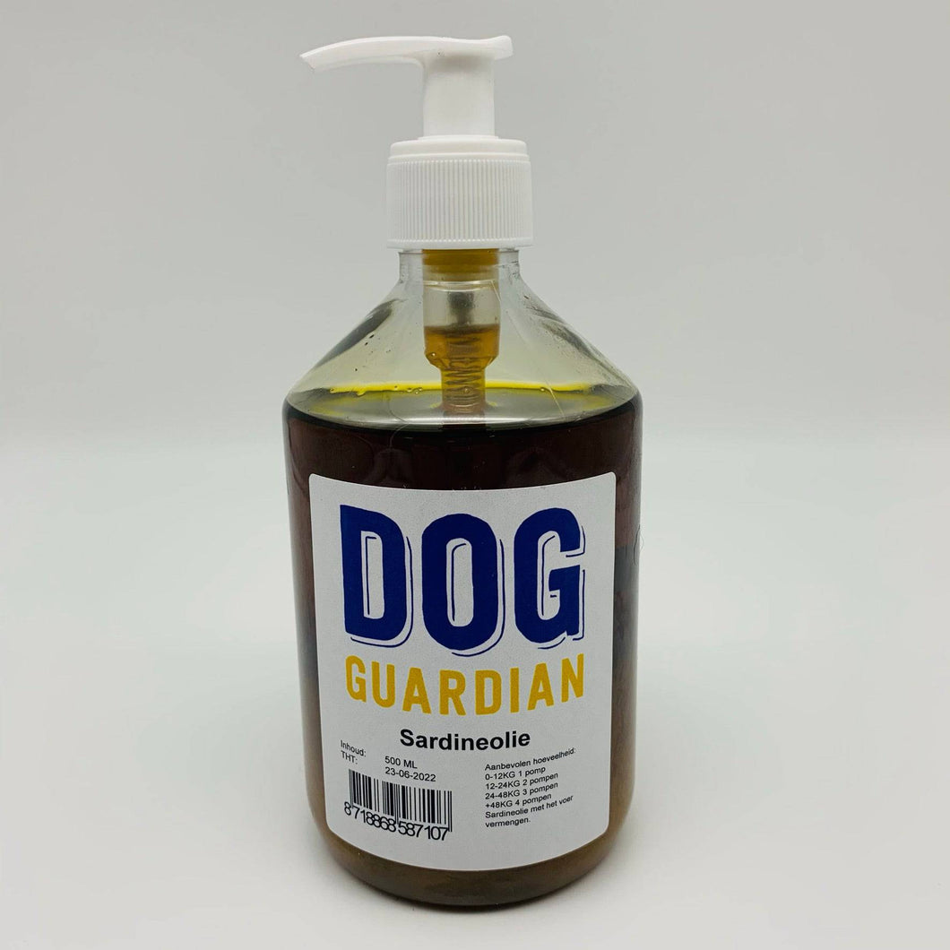 Sardine olie fles 500ml - Dog Guardian